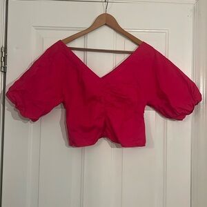 Lorna Zabete Fuchsia puff Sleeve Crop Top